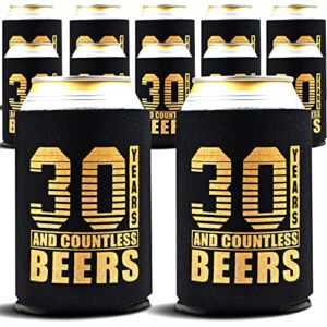 Happy 30th Birthday Decorations for Him and Her Can Cooler 12 Pack – Dirty 30 Birthday Decorations for Her and Him, Insulated Thermocoolers – Black & Gold (Original) (Original, Regular)