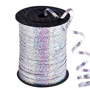 500 Yards Silver Crimped Curling Ribbon Shiny Metallic Balloon String Roll Gift Wrapping Ribbon for Party Festival Art Craft Decor Florist Flowers Decoration