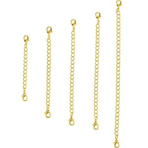 EBOOT 5 Pieces Necklace Extenders Chain Extenders Set for Necklace Bracelet DIY Jewelry Making (Gold)