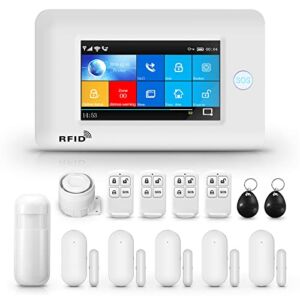 Clouree Home Alarm System, WiFi 4G Smart Home Security Alarm Kits with Siren, PIR Motion Sensor, Remote Controls, Window/Door Sensor