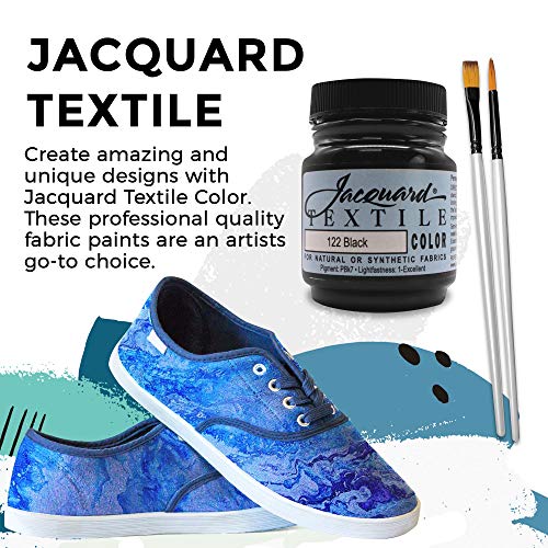 Moshify Jacquard Products Black Textile Color – Fabric Paint Made in USA – JAC1122 2.25-Ounces – Bundled Brush Set | The Storepaperoomates Retail Market - Fast Affordable Shopping