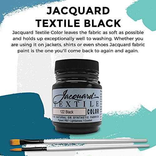 Moshify Jacquard Products Black Textile Color – Fabric Paint Made in USA – JAC1122 2.25-Ounces – Bundled Brush Set | The Storepaperoomates Retail Market - Fast Affordable Shopping
