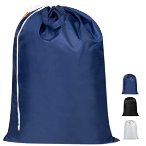 Polecasa Extra Heavy Duty Laundry Bag w/ID Tag, X-Large Waterproof Dirty Clothes Drawstring Bag with 130gsm Tear Resistant Fabric, Washable Laundry Liner for Hamper, Ideal for Camp, Travel, Blue