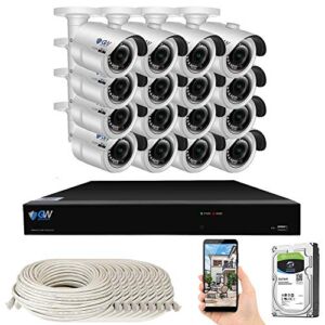 GW Security Smart AI 16 Channel H.265 PoE NVR Ultra-HD 4K (3840×2160) Security Camera System with 16 x 4K (8MP) 2160P Face Recognition / Human / Vehicle Detection Outdoor Indoor Surveillance IP Camera
