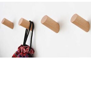 Felidio Wood Wall Hooks, 4 Pack Coat Hooks Wall Mounted Rustic Wooden Hooks Heavy Duty Robe Hook Hat Rack | Hooks for Hanging Bathroom Towels Clothes Hanger (Beech Wood)