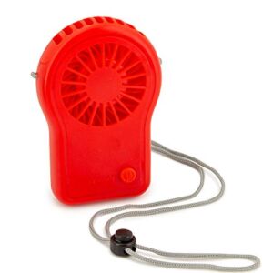 Simply Genius Personal Necklace Fan, Battery Operated, Portable Neck Fan for Cooling and Travel with Adjustable Lanyard, Red