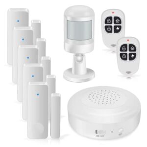 SKK Home Security System (2nd Gen), 9-Piece Wireless Alarm System Kit, Compatible with Alexa, DIY No Monthly Fee, for House Apartment Office