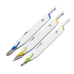 TIDI PenBlade Retractable Utility Knife, Blade Sizes 10, 11A, and 15 (Pack of 3) – Stainless Steel Hobby Knife – Durable and Food-Safe Craft Knife Set for Any DIY Project