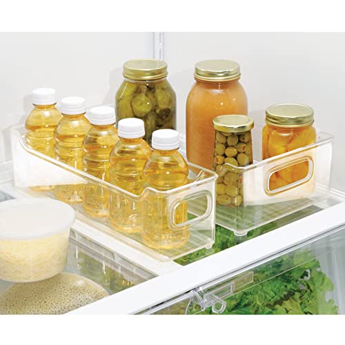 mDesign Slim Stackable Plastic Storage Organization Bin with Handles for Kitchen Cabinet, Pantry, Shelf, Refrigerator, Home Organizer for Fruit, Potatoes, Onions, Drinks, Snacks, Pasta, 4 Pack, Clear | The Storepaperoomates Retail Market - Fast Affordable Shopping