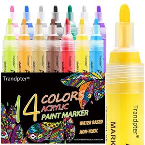 Paint Pens for Rock Painting, Acrylic Paint Markers for Halloween Pumpkin Painting, Acrylic Pen Medium Point for Craft, Canvas Wood Ceramic Mugs, 14 Colors Art Supplies