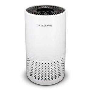 Happy Living True HEPA 360-Degree Filtration Air Purifier, Wide Coverage (White, 4-Stage)