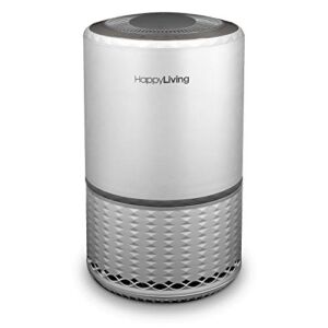 Happy Living True HEPA 360-Degree Filtration Air Purifier, Wide Coverage (Silver, 3-Stage)