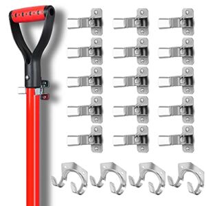 SEDY Spring Grips (19 Pack) Garage Closet Wall Organizer Holder for Brooms, Mops, Rakes, Shovels, Etc. 15pc Spring Grips & 4pc U-Utility Hooks