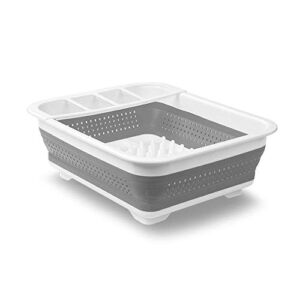 madesmart EMW6337273, Collapsible Dish Rack, Grey/White