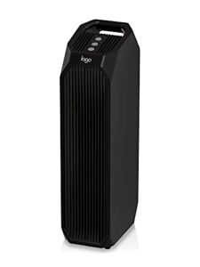 Lago Air Purifier for Home with True HEPA Odor Reducing Carbon Filters Up to 222 sq ft – Silent, Multiple Purification Speeds – Reduces Pet Dander, Pollen, Smoke, Dust (Black)