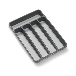 madesmart Classic Mini Silverware Tray, Soft Grip, Non-Slip Kitchen Drawer Organizer, 5 Compartments, Multi-Purpose Home Organization, BPA Free, Granite