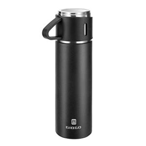 Stainless Steel Thermo 500ml/16.9oz Vacuum Insulated Bottle with Cup for Coffee Hot drink and Cold drink water flask.(Black,Single)