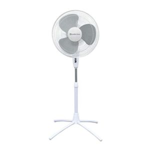 Comfort Zone CZST185WT 18″ 3-Speed Oscillating Pedestal Fan with Adjustable Height and Tilt, 90-Degree Oscillation and Quad-Pod Folding Base, White