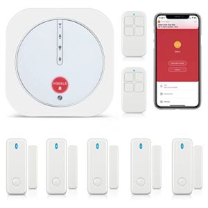 YISEELE Home Security System, Door Alarm System with WiFi, Alarm Security with Phone APP Alert, 9-Piece Kit: Alarm Siren, Door Window Sensor, Remote, Work with Alexa and Google for House, Apartment
