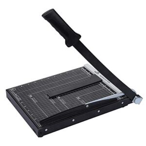 ISDIR Paper Cutter Guillotine, 12 Inch Paper Cutting Board, 12 Sheets Capacity, Heavy Duty Metal Base, Dual Paper Guide Bars, Professional Paper Cutter and Trimmer for Home, Office (12” Black)