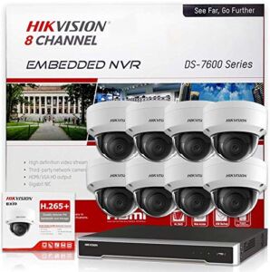 Hikvision IP Camera Kits DS-7608NI-K2/8P H.265 8-Channel PoE 4K Network Video Recorder NVR + 8pcs DS-2CD2143G0-I 4MP IP Camera IR Fixed Dome IP Camera Replace DS-2CD2142FWD-I (8Channel + 8Camera)