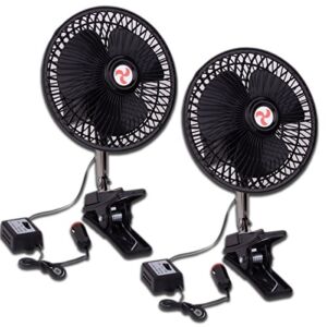 Zento Deals Oscillating Fan- 12V Durable Black Fan for Car, House and Office