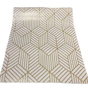 White and Gold Geometry Stripped Hexagon Peel and Stick Contact Paper self Adhesive Wallpaper Removable Vinyl Film Decorative Shelf Drawer Liner Sticker 118 inch x17.7 inch