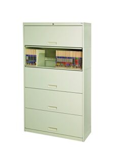 Datum Storage Stak-N-Lok 100 series 5H open shelf With Receding Doors and locking cabinet, 36″, Light Gray
