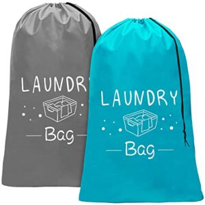 Sylfairy 2 Pack Extra Large Travel Laundry Bag, Durable Rip-Stop Dirty Clothes Shoulder Bag with Drawstring, Wash Me Heavy Duty Travel Laundry Bag, Large Laundry Hamper Liner, Machine Wash