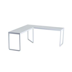 Design Ideas Franklin Corner Riser – Desktop or Kitchen Cabinet Shelf – White, 14.8” x 14.8” x 5.9”
