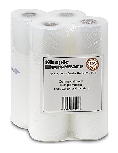 SimpleHouseware Vacuum Sealer Bags 8” x 25′ Sous Vide Bag Roll, 4-Pack | The Storepaperoomates Retail Market - Fast Affordable Shopping