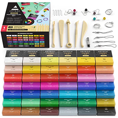 Arteza Polymer Clay Kit, Modeling Clay Oven Bake for Adults and Teens with 5 Sculpting Tools, 42 Colors, Made for Clay Earrings, Jewelry Making and Crafts | The Storepaperoomates Retail Market - Fast Affordable Shopping