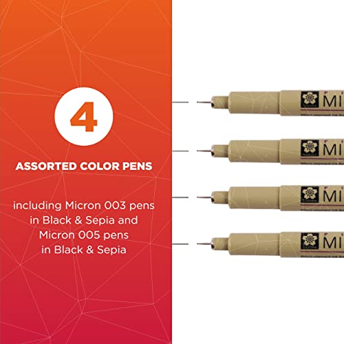 Sakura Pigma 50047 Micron Blister Card Ink Pen Set, Black/Sepia, 003/005 Black/Sepia 4CT | The Storepaperoomates Retail Market - Fast Affordable Shopping