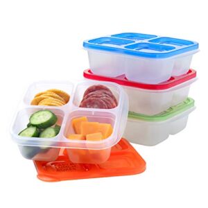 EasyLunchboxes® – Bento Snack Boxes – Reusable 4-Compartment Food Containers for School, Work and Travel, Set of 4, Classic