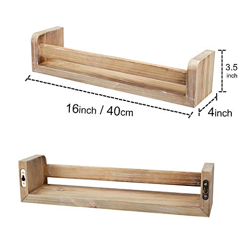 Satauko Rustic Floating Shelves Storage for Ledge Display, Wall Hanging Book Shelves for Nursery Organizer, Wall Mount Shelf for Kitchen Spice Rack, Living Room, Bathroom, Bedroom. (Set of 2) | The Storepaperoomates Retail Market - Fast Affordable Shopping