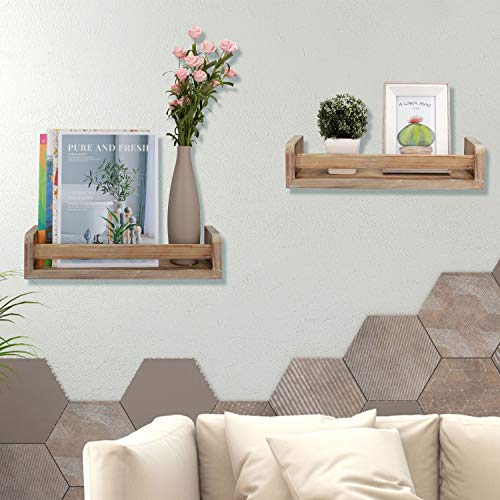 Satauko Rustic Floating Shelves Storage for Ledge Display, Wall Hanging Book Shelves for Nursery Organizer, Wall Mount Shelf for Kitchen Spice Rack, Living Room, Bathroom, Bedroom. (Set of 2) | The Storepaperoomates Retail Market - Fast Affordable Shopping