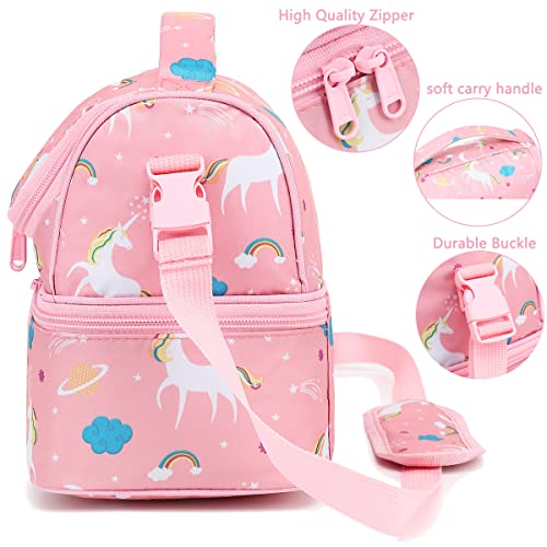FlowFly Kids Double Decker Cooler Insulated Lunch Bag Large Tote for Boys, Girls, Men, Women, With Adjustable Strap, Unicorn | The Storepaperoomates Retail Market - Fast Affordable Shopping