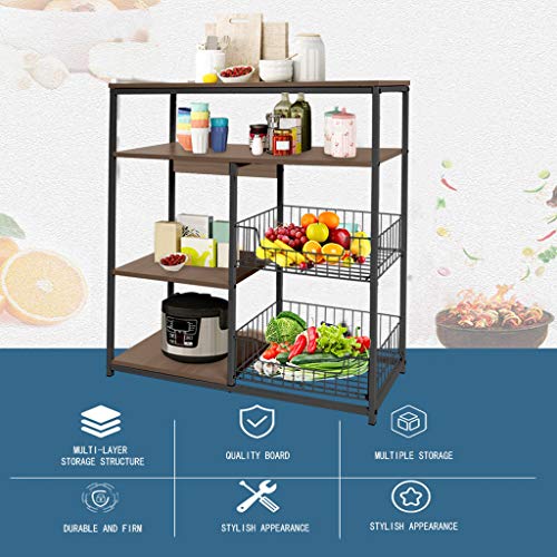 FeiFei66 Kitchen Shelves with 4-Tier, Microwave Oven Stand Storage Cart Workstation Shelf Floor Shelf Brown | The Storepaperoomates Retail Market - Fast Affordable Shopping