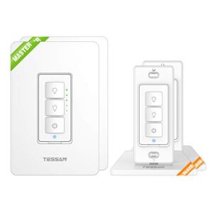 3 Way WiFi Smart Dimmer Switch, TESSAN Three Way Dimmable Light Switch, 2 Master and 2 Add on Slave Dimmer, Work with Alexa, Google Home, Smart Life App, Neutral Wire Required, Schedule Timer Dimmers