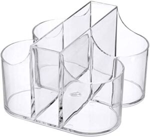 5 Compartment Classic Acrylic Napkin Holder with Cutlery Organizer Caddy Bin, For Spoons, Forks, Knives & Cups Divided Storage!