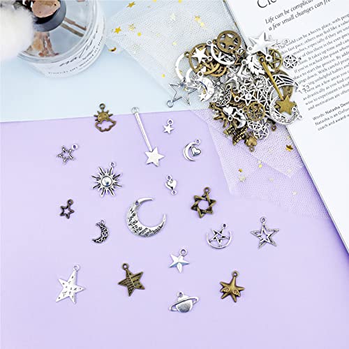 JIALEEY Celestial Mixed Sun Moon Star Charms, Wholesale Bulk Lots Antique Alloy Charms Pendants DIY for Necklace Bracelet Jewelry Making and Crafting, 100g(74PCS) | The Storepaperoomates Retail Market - Fast Affordable Shopping