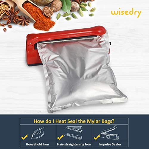 wisedry [100 Packs] 1-Gallon Mylar Bags (4 Mil, 15”x10”) with 300cc Oxygen Absorbers Packets for Dehydrated Vegetables, Grains, Legumes and Emergency Long Term Food Storage, Food Grade | The Storepaperoomates Retail Market - Fast Affordable Shopping