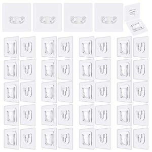 Double Sided Adhesive Hooks|20 Pack Double Sided Wall Hook+4 Pack Wall Hanger Holder|13.2lb(Max) | Wall Hooks for Hanging, Self Adhesive Hooks for Bathroom Kitchen Office Hanging