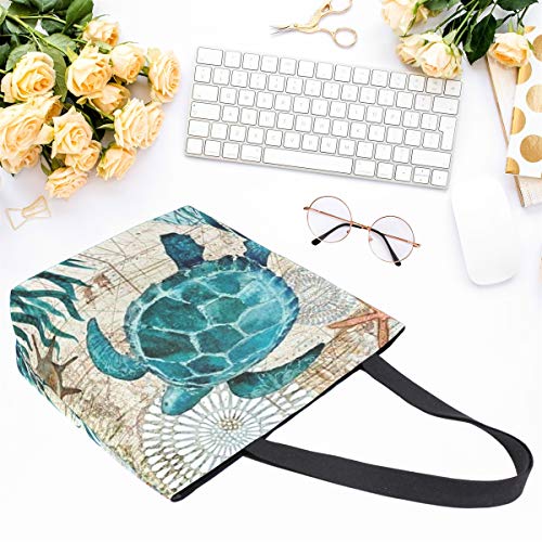 Naanle Ocean Turtle Canvas Tote Bag Large Women Casual Shoulder Bag Handbag, Sea Turtle Reusable Multipurpose Heavy Duty Shopping Grocery Cotton Bag for Outdoors. | The Storepaperoomates Retail Market - Fast Affordable Shopping