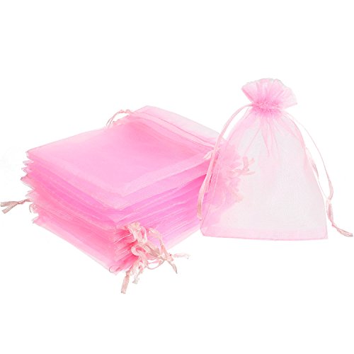 Mudder 50 Pack Organza Gift Bags Wedding Party Favor Bags Jewelry Pouches Wrap, 4 x 4.72 Inches (Pink) | The Storepaperoomates Retail Market - Fast Affordable Shopping