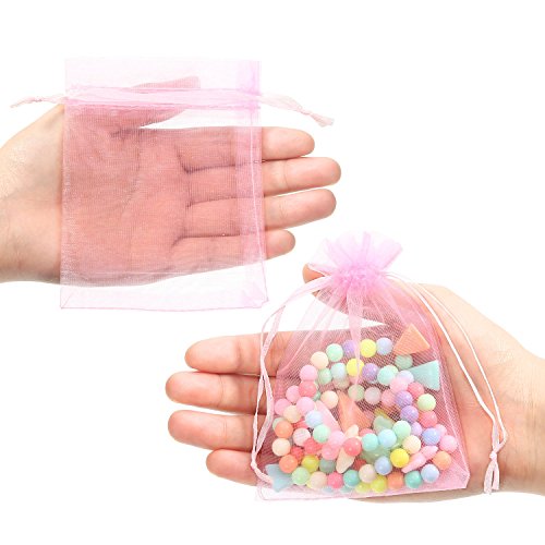 Mudder 50 Pack Organza Gift Bags Wedding Party Favor Bags Jewelry Pouches Wrap, 4 x 4.72 Inches (Pink) | The Storepaperoomates Retail Market - Fast Affordable Shopping