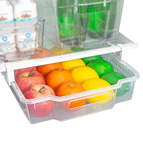 Smart Design Adjustable Pull Out Refrigerator Drawer – Extra Large – BPA Free Plastic – Holds 20 lbs – Extendable Sliding Fridge Bin, Freezer, Pantry Food Holder Storage Organizer – Kitchen – Clear | The Storepaperoomates Retail Market - Fast Affordable Shopping