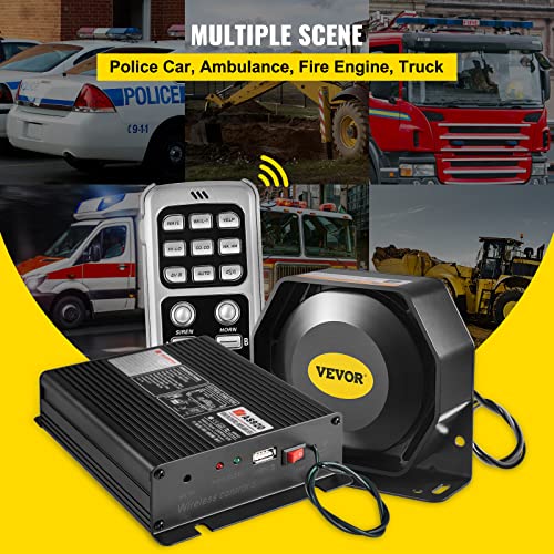 VEVOR 200W 18 Sound Loud Car and Truck Warning Alarm Police Siren Horn 18 Tones Fire Ambulance Emergency Electronic Siren Horn Kit PA MIC System | The Storepaperoomates Retail Market - Fast Affordable Shopping