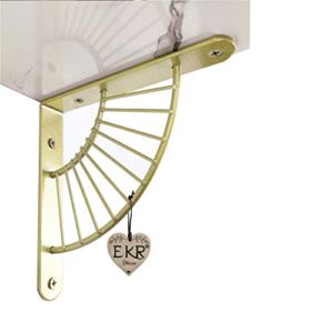 EKR Metal Shelf Bracket 2 Pcs for Floating Shelves DIY L Shape Shelving Brackets Right Angle Home Décor Accents Storage Kitchen Office Decoration Gold 5.9 Inches Wood Not Included Home and Kitchen