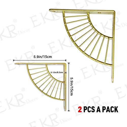 EKR Metal Shelf Bracket 2 Pcs for Floating Shelves DIY L Shape Shelving Brackets Right Angle Home Décor Accents Storage Kitchen Office Decoration Gold 5.9 Inches Wood Not Included Home and Kitchen | The Storepaperoomates Retail Market - Fast Affordable Shopping